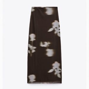 Zara printed tulle skirt